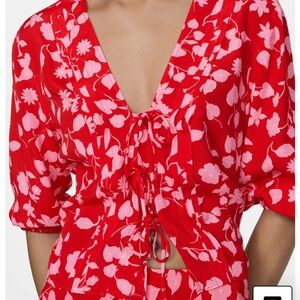 MANGO Bow Printed Blouse - US Size 12 - EU Size XXL - NEW WITH TAGS never worn